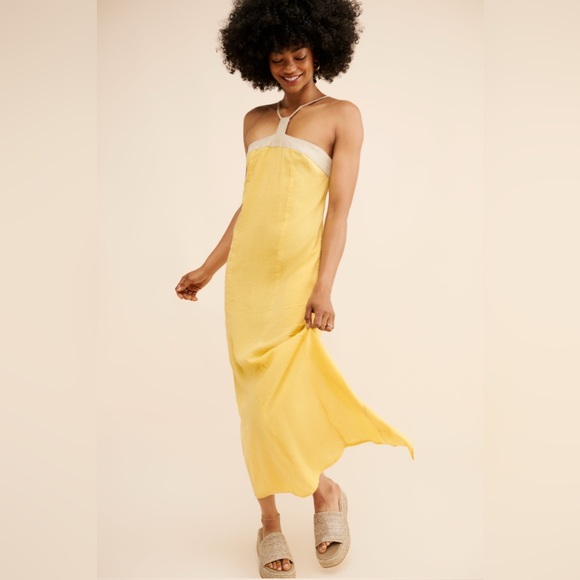 NWOT Anthropologie Linen Blend Halter Maxi